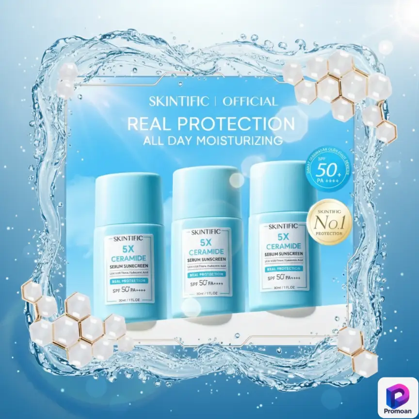 Promoan Rahasia Kulit Glowing Tanpa Bikin Kantong Bolong! 32 Promoan SKINTIFIC 5X Ceramide Serum Sunscreen 30ml SPF 50 PA