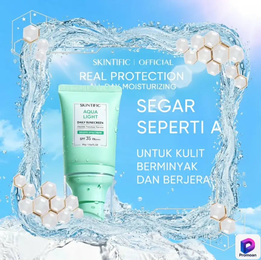 Promoan Rahasia Kulit Glowing Tanpa Bikin Kantong Bolong! 45 Promoan SKINTIFIC Aqua Light Daily Sunscreen SPF 35 PA 50ml 2