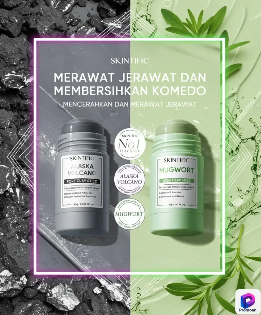 Promoan Rahasia Kulit Glowing Tanpa Bikin Kantong Bolong! 42 Promoan SKINTIFIC Mugwort Acne Clay Stick Alaska Clay Stick