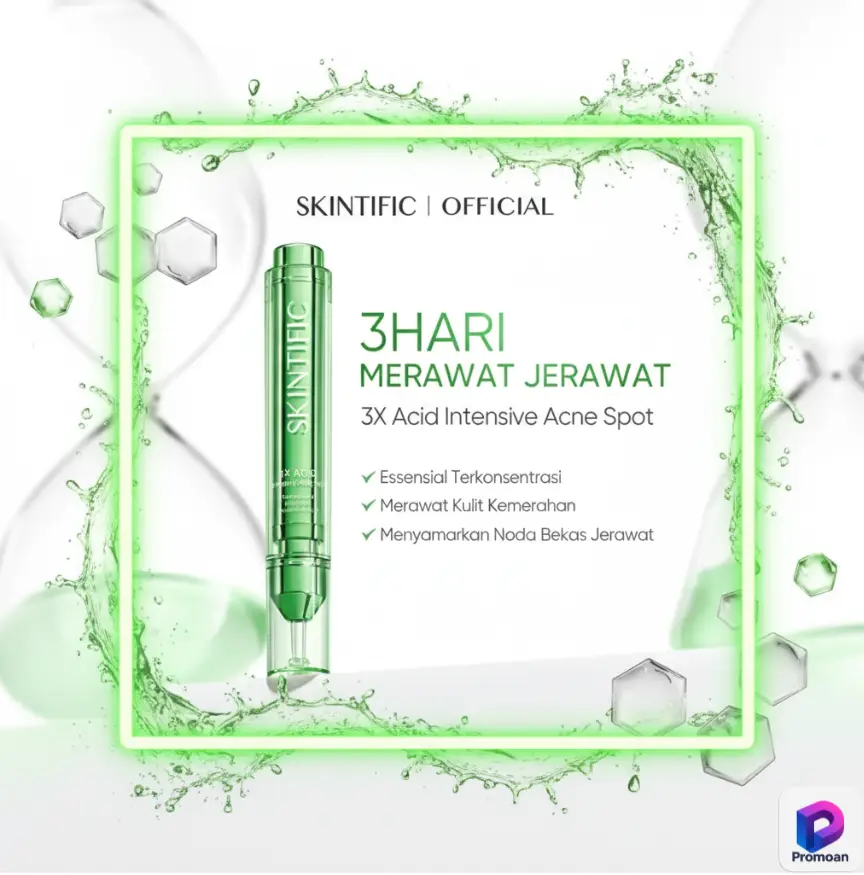 Promoan Rahasia Kulit Glowing Tanpa Bikin Kantong Bolong! 36 Promoan SKINTIFlC 3X Acid Intensive Acne Spot Gel Serum 11g